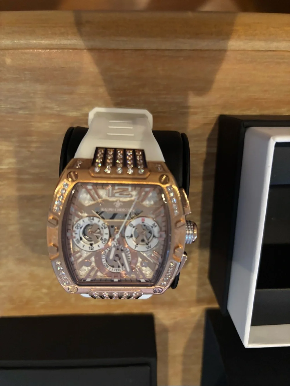 NEW Ralph Christian Intrepid Sport Ice Watch Gilded White
